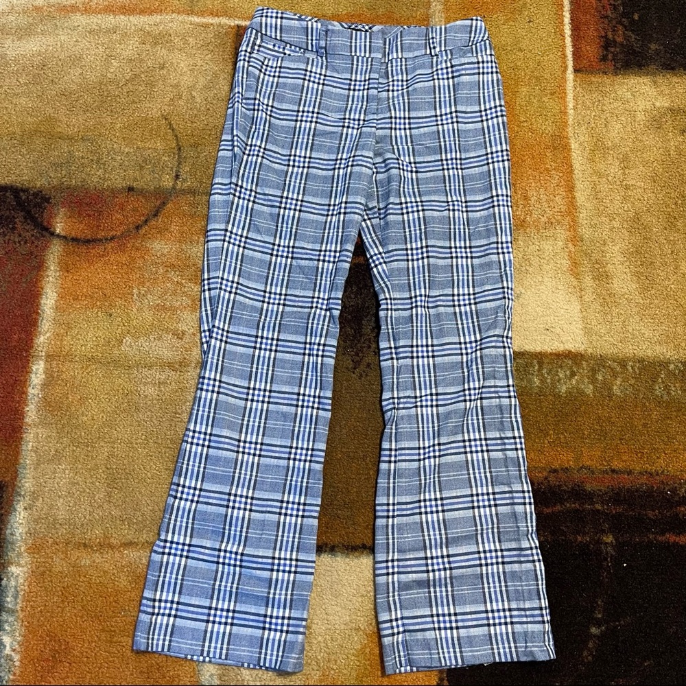 Blue and white Plaid Pants